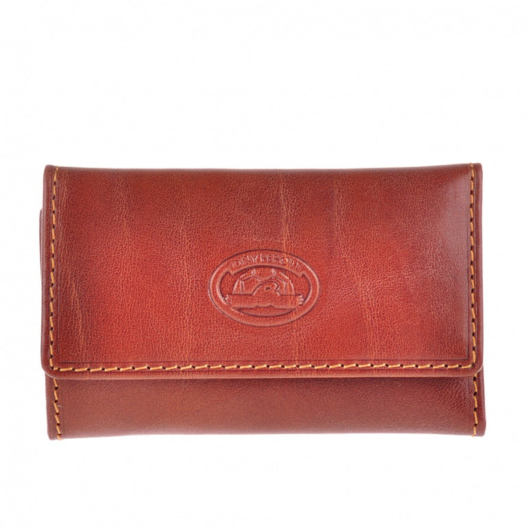 Tony Perotti cognac bull leather key case — Italico 1117 cognac