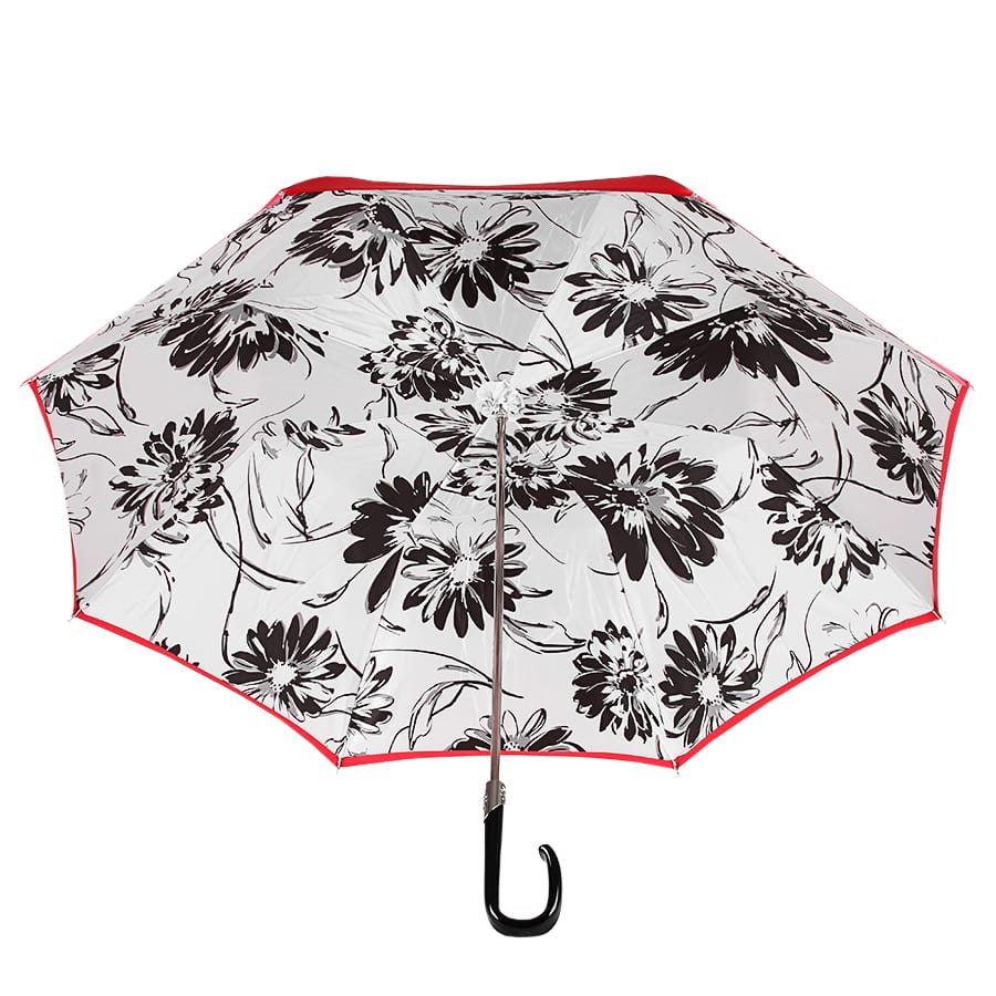 Umbrella cane women's red with floral print Pasotti 189N 56799-1 F38