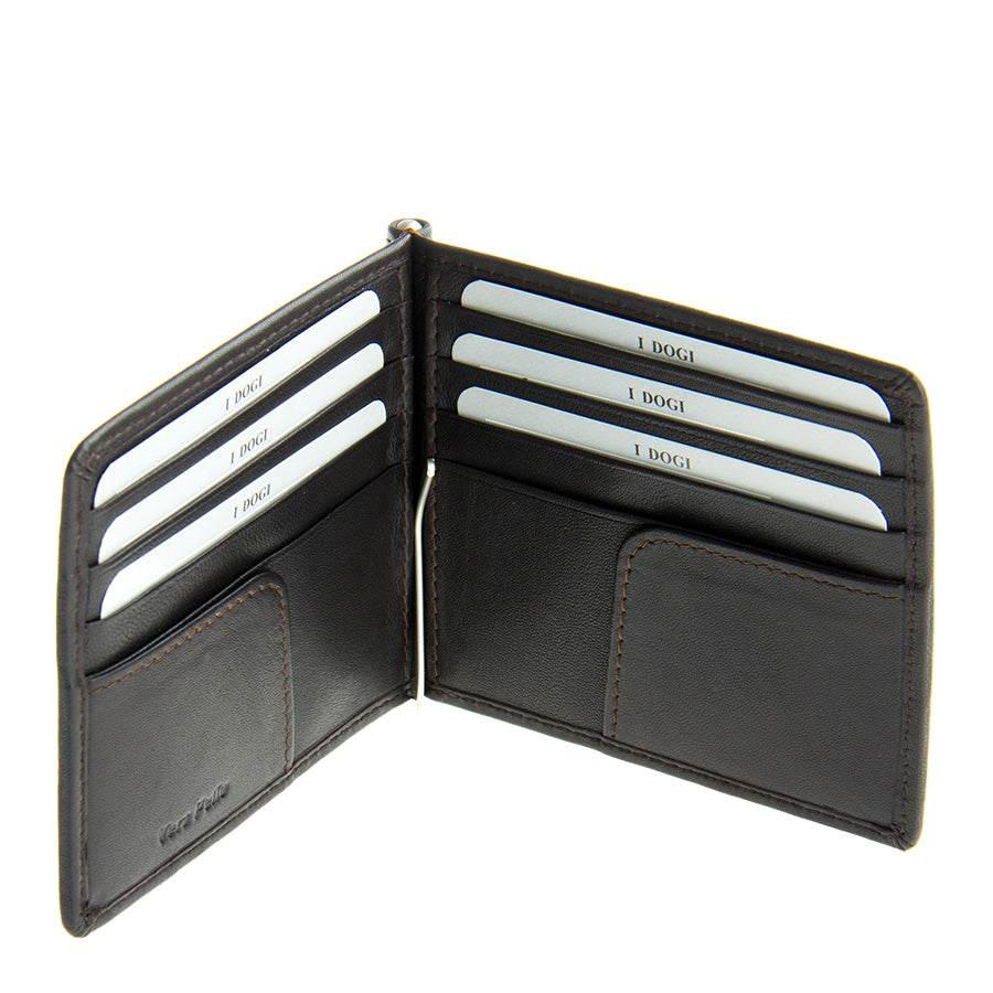 Tony Perotti Men's Dark Brown Leather Money Clip Wallet — Cortina 5000 moro
