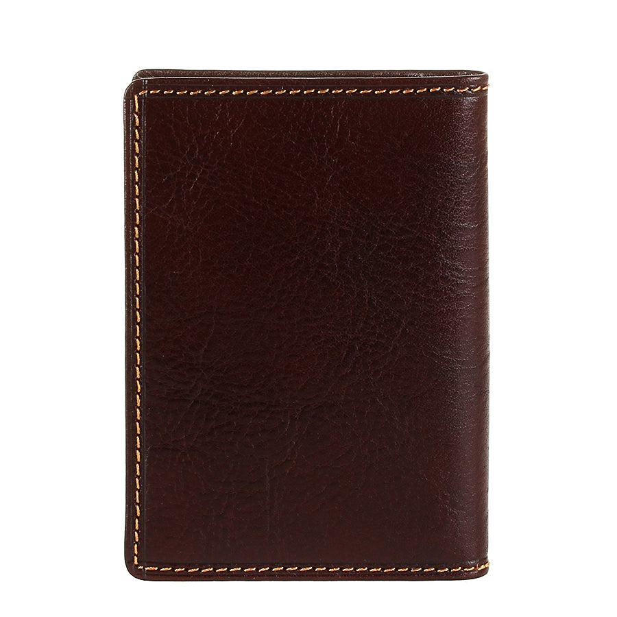 Rear view of Tony Perotti dark brown leather business card holder — Italico 1007 moro