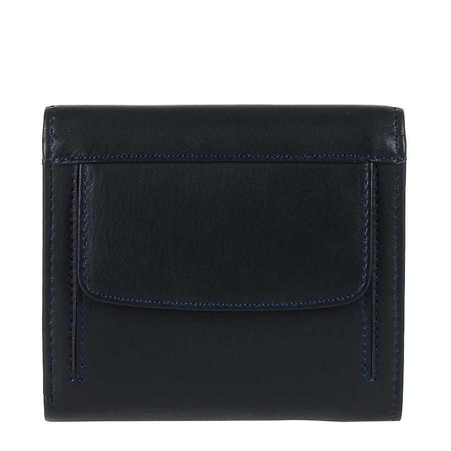 Navy leather bifold wallet back coin pocket — Tony Perotti Cortina 5087