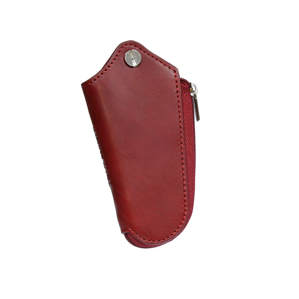 Tony Perotti Nevada 2694 rosso — red leather key sheath closed, the screw post at the top and the zip running down the side