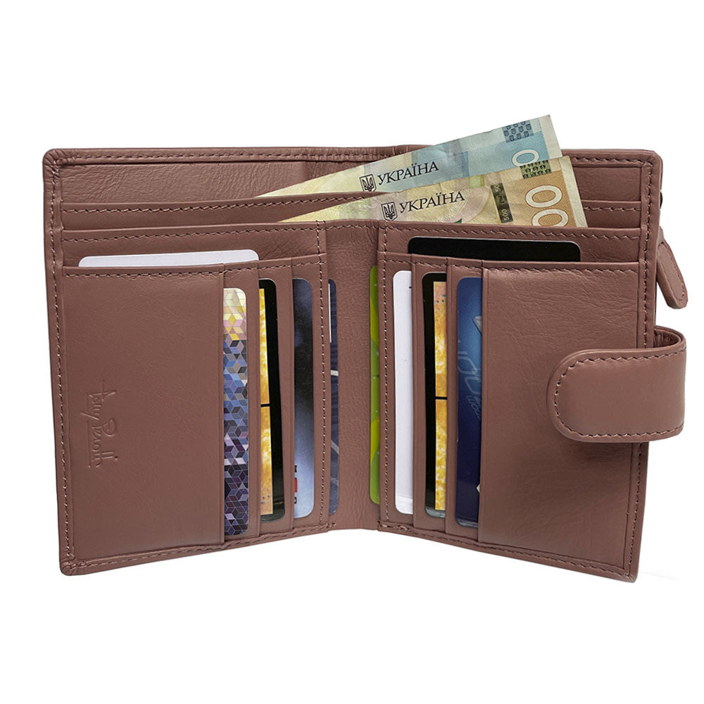 New Rainbow 1654 wallet open with banknotes, 6 card slots and document pockets