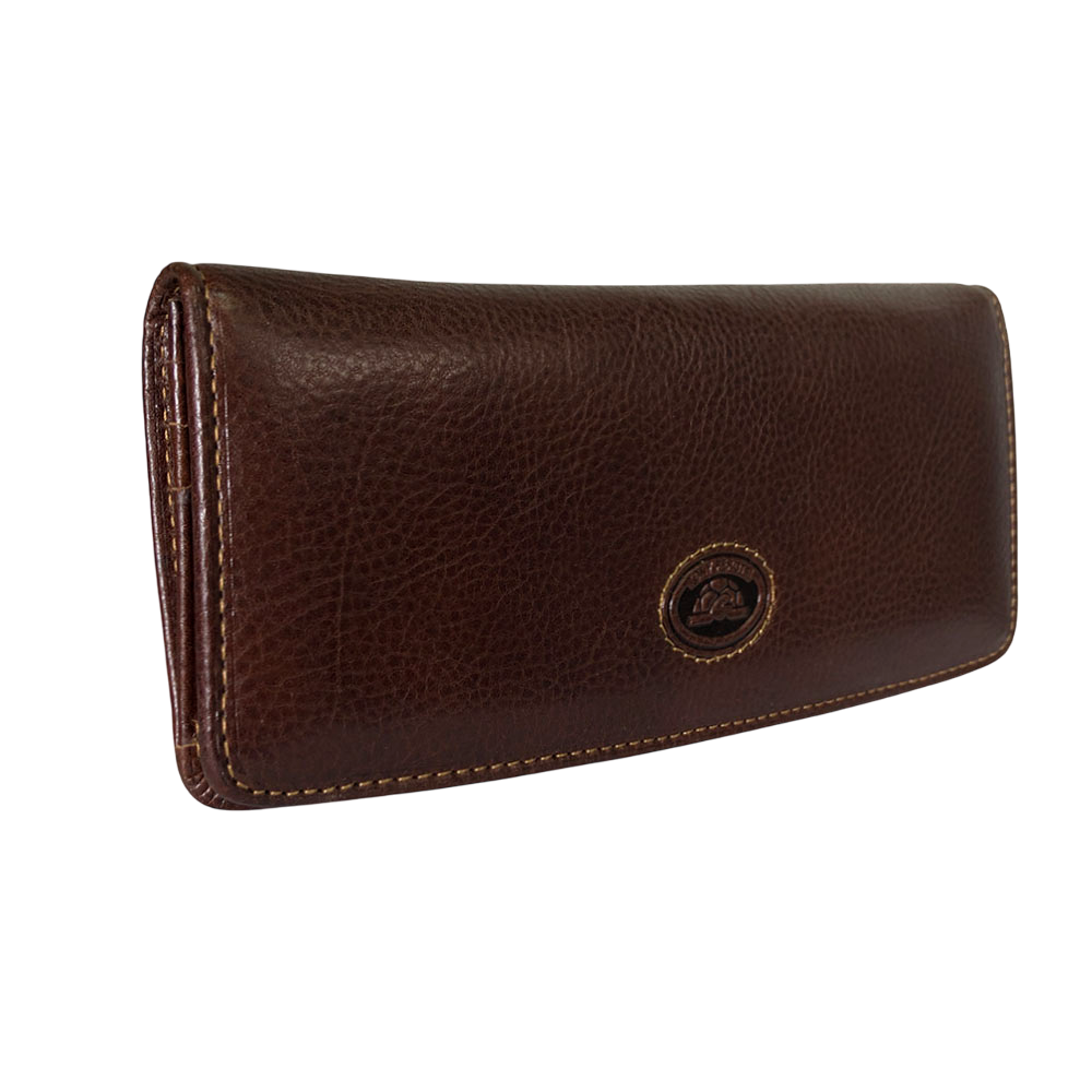 Tony Perotti dark brown women's wallet — closed side view