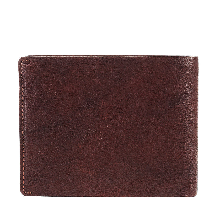 Tony Perotti Varsavia 537 caffe brown bull leather bifold wallet, back view