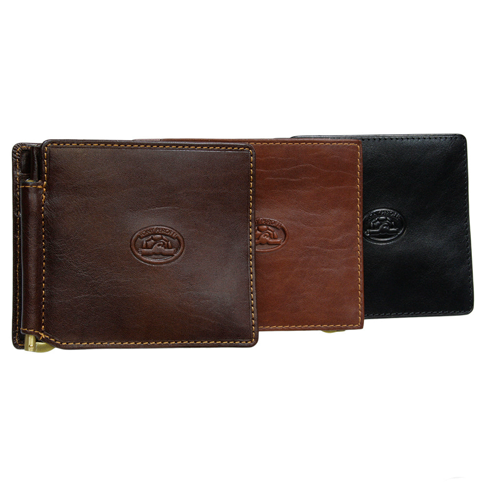 Black leather wallet detail — Tony Perotti Italico 1717
