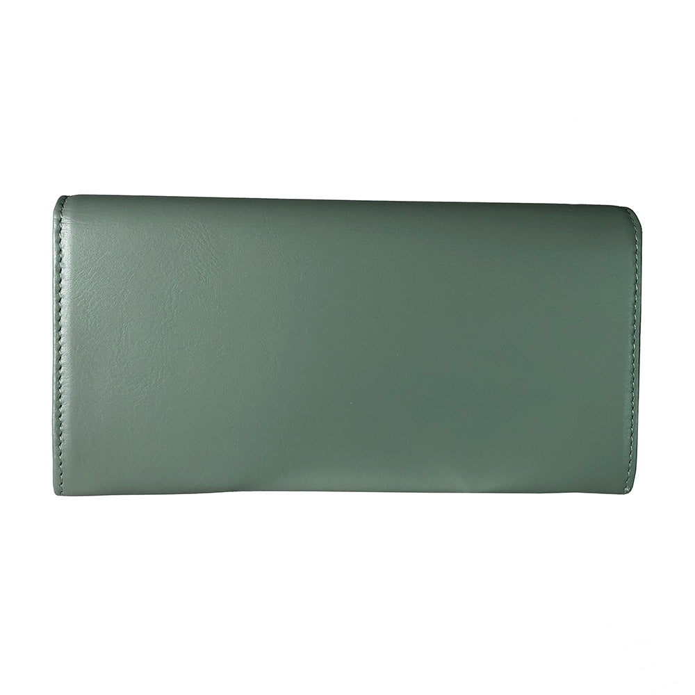 Back of the sage green New Rainbow 3435 calf leather wallet