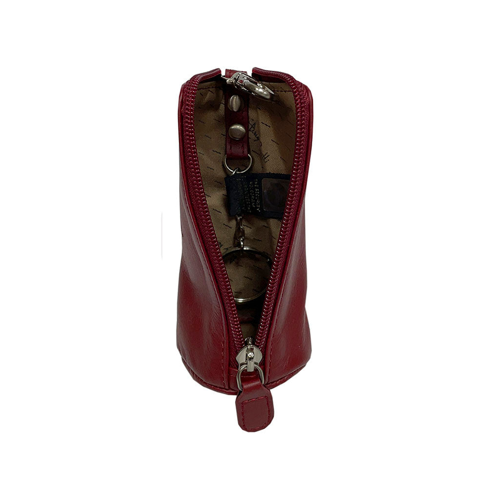 Tony Perotti New Rainbow 4025 rosso — opened: the beige brand-print lining, the sewn-in authenticity tag and the ring on a chain inside