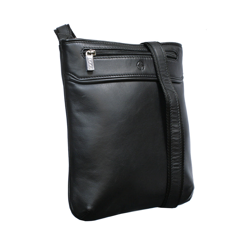 Angled view of the Cortina 6045 showing how flat the body is and the webbing shoulder strap