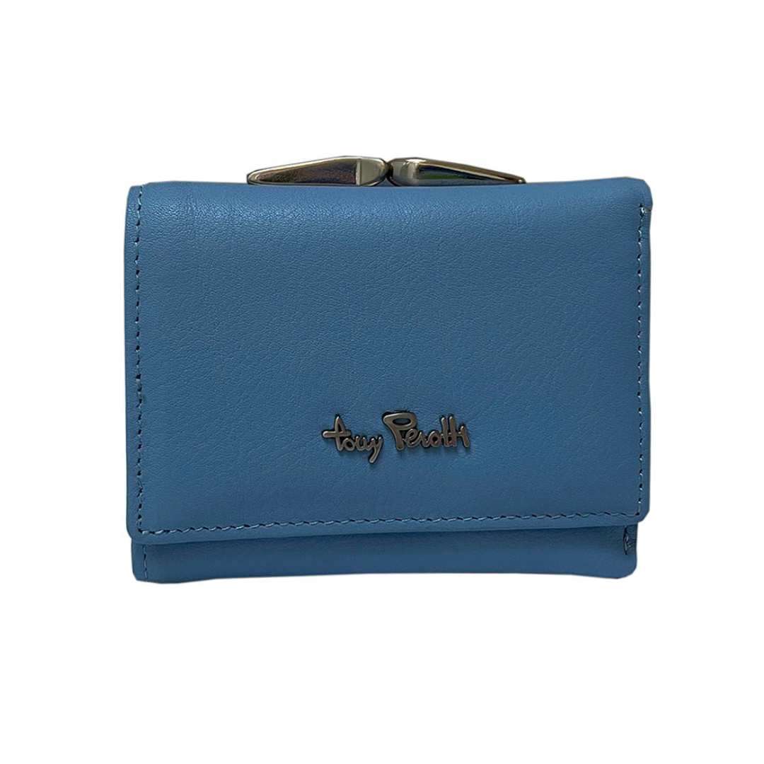 Tony Perotti Contatto 1527D baby wallet — closed front view with metal logo