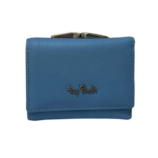 Tony Perotti Contatto 1527D baby wallet — closed front view with metal logo