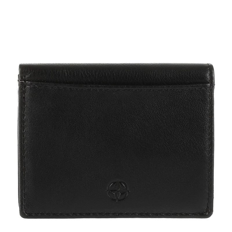 Tony Perotti Cortina 5045 nero — the black leather card wallet closed, front face with the embossed compass rose