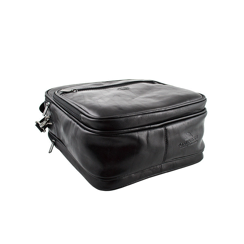 Italico 7058 black bag lying flat — structured bottom and embossed Tony Perotti stamp on the side