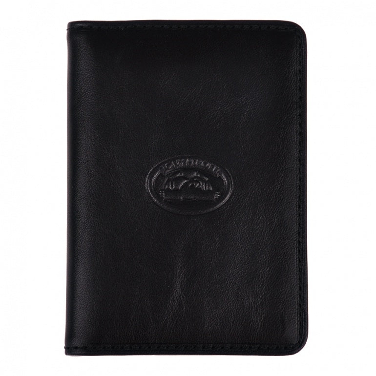 Tony Perotti black bull leather business card holder with turtle emblem — Italico 1007 nero
