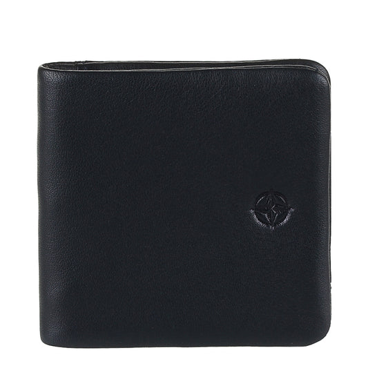 Navy leather coin pouch Tony Perotti Cortina 5080 navy — front with the embossed compass rose emblem