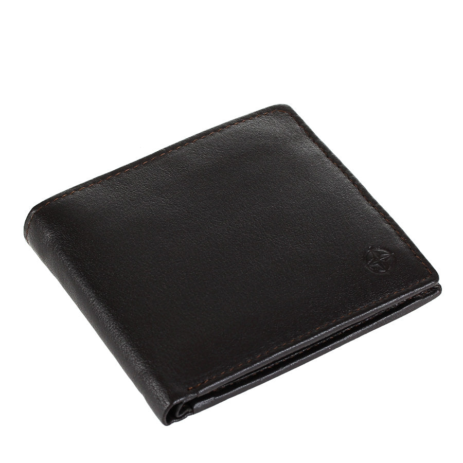 Dark brown Cortina 5047 wallet closed, top view