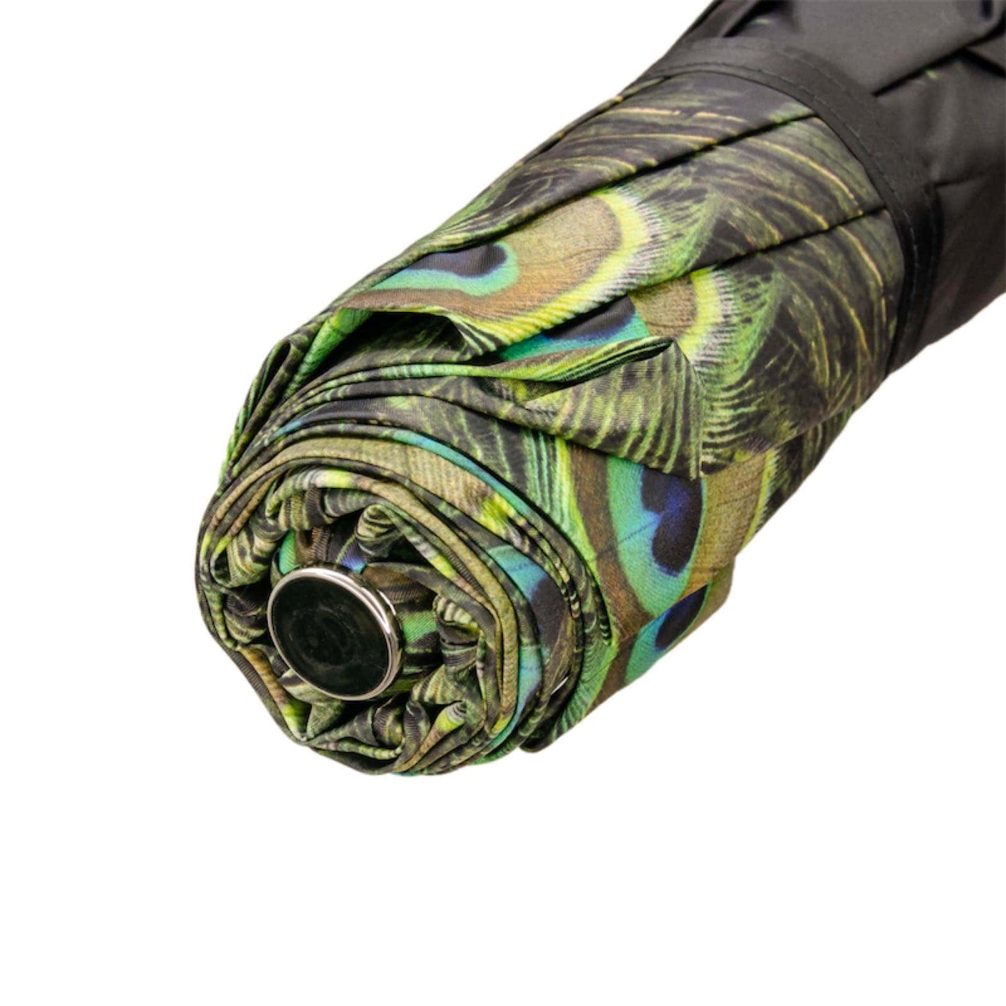 Umbrella women's black with peacock print Pasotti 257 HAWAII P11