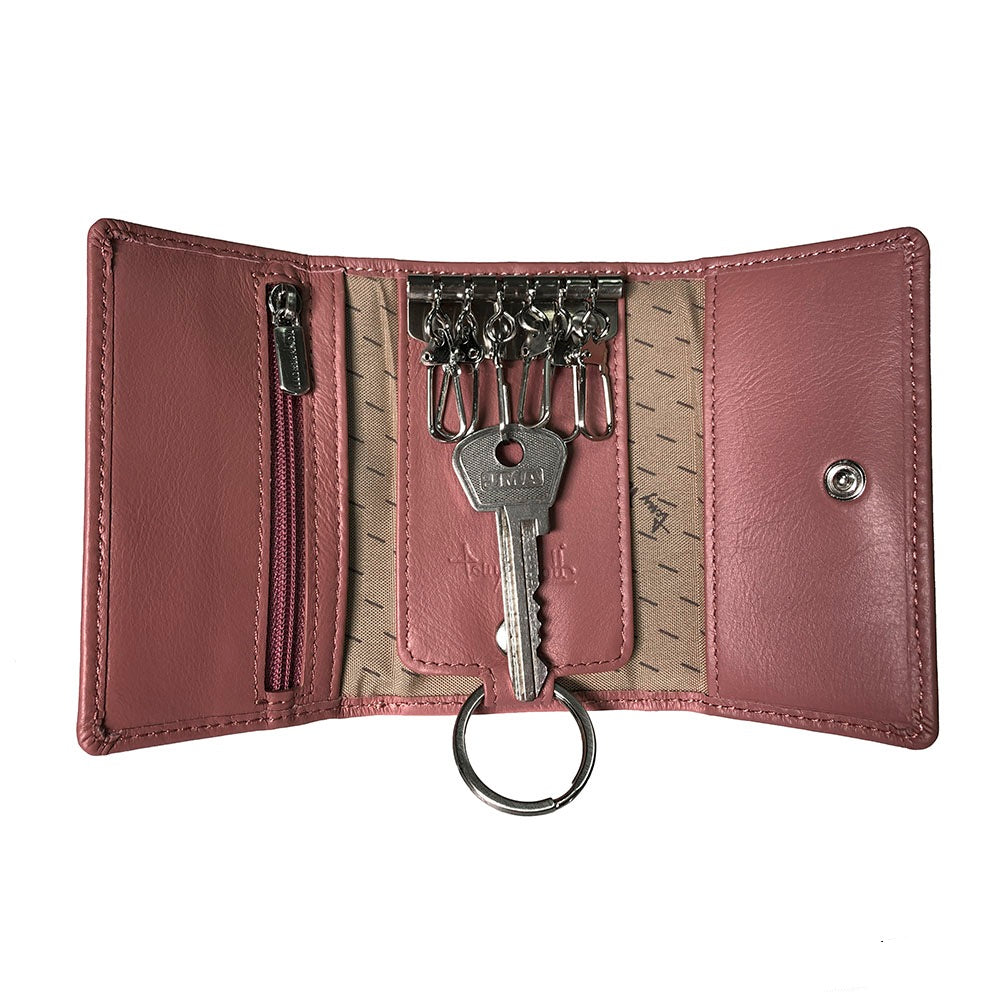 Tony Perotti New Rainbow 1117 rosa antico — opened with a key on one of the six snap hooks, the zip pocket on the left and the beige brand-print lining