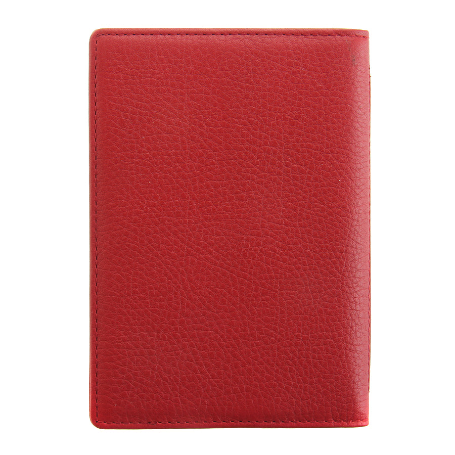 Back of the red leather passport cover Tony Perotti New Contatto 3550 rosso — plain pebbled leather with tonal stitching