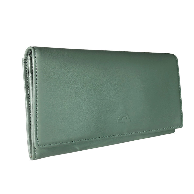 Tony Perotti New Rainbow 3435 salvia sage green flap wallet with embossed turtle — handcrafted in Italy
