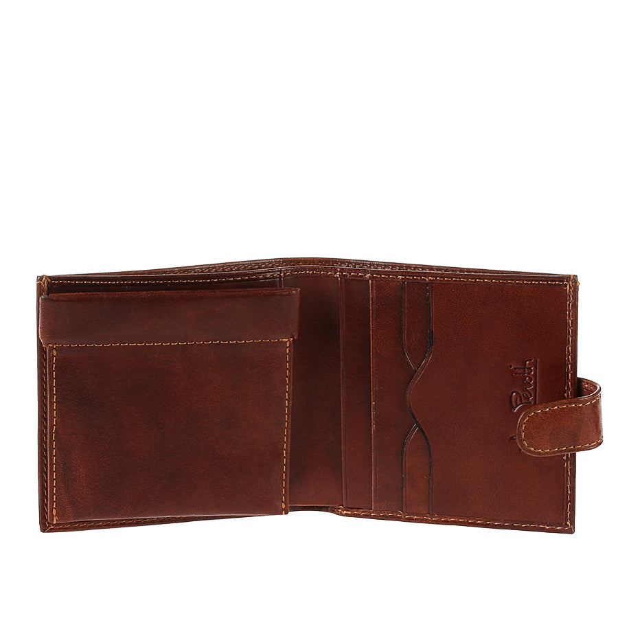 Cognac leather wallet with removable coin pouch — Tony Perotti Italico 1256