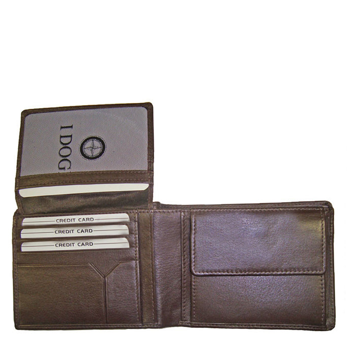 Tony Perotti Cortina 5057 moro with the flip-out ID flap raised, showing the document window behind it