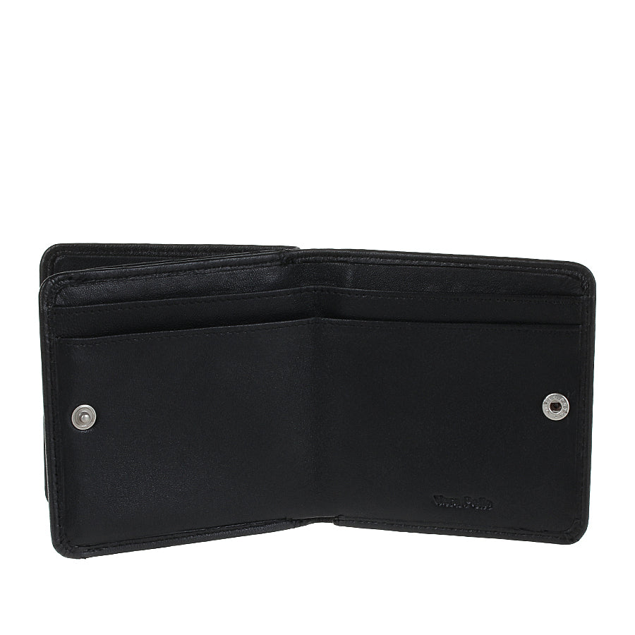 Tony Perotti Cortina 5064 nero opened flat — two compartments with a press stud at each side