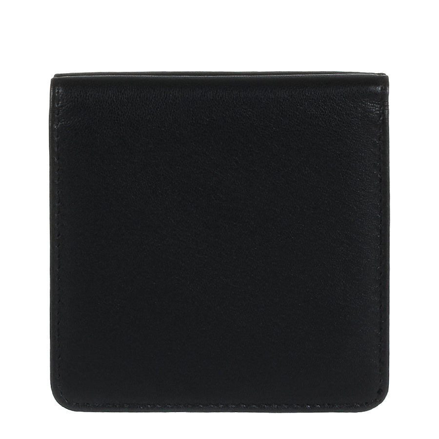 Back of the black Tony Perotti Cortina 5064 wallet — a plain smooth leather panel