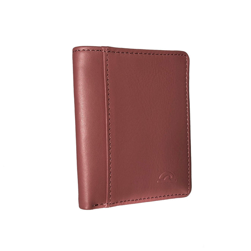 Tony Perotti New Rainbow 1034 rosa antico — closed at an angle, showing how flat the folded card holder stays