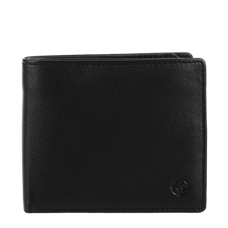 Tony Perotti Cortina 5047 nero black calf leather bifold wallet with embossed compass emblem — handcrafted in Italy