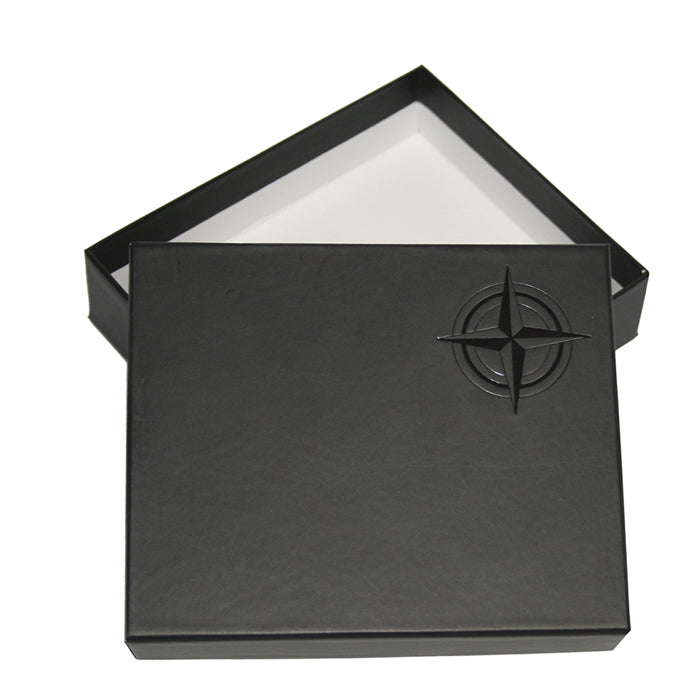 Tony Perotti Cortina 5041 nero — the black Cortina gift box embossed with the compass emblem