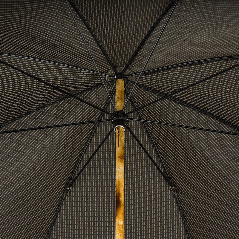 Underside of the canopy with a fine gold grid, eight ribs and ash shaft