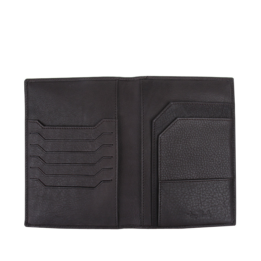 Tony Perotti Contatto 3051 moro opened — 6 card slots, 2 document pockets, embossed Tony Perotti signature