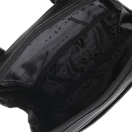 Inside the black Italico 6056 bag — wide zip opening and branded Tony Perotti lining