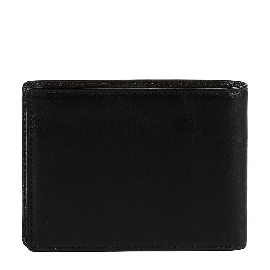 Tony Perotti Viasorte 537 nero black glossy leather bifold wallet, back view