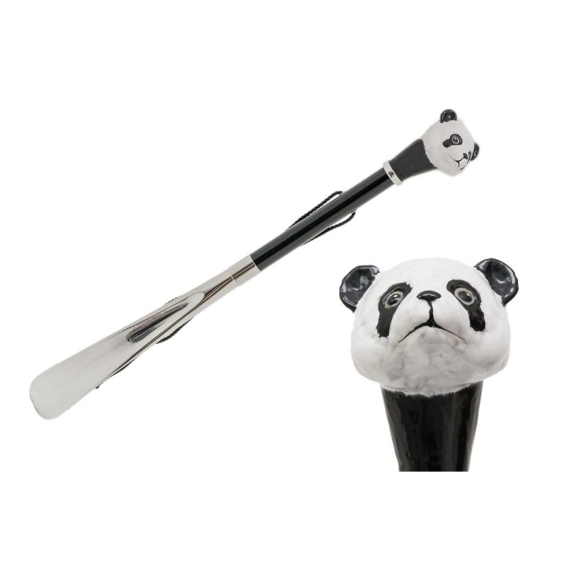 Pasotti panda head shoehorn, full view with a close-up of the panda head — CS K60