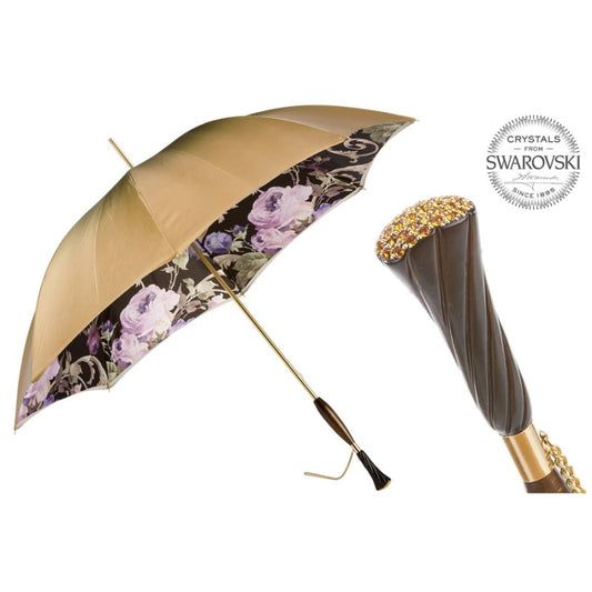 Umbrella cane women's beige with floral print Pasotti 189 53910-89 Z3
