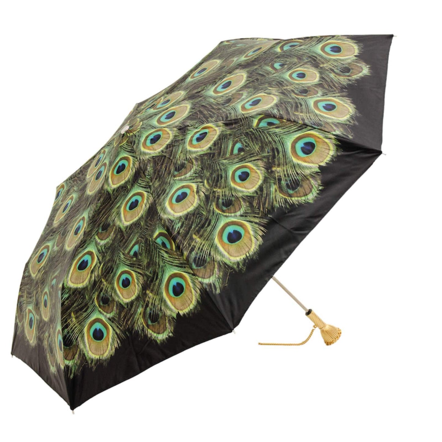 Umbrella women's black with peacock print Pasotti 257 HAWAII P11