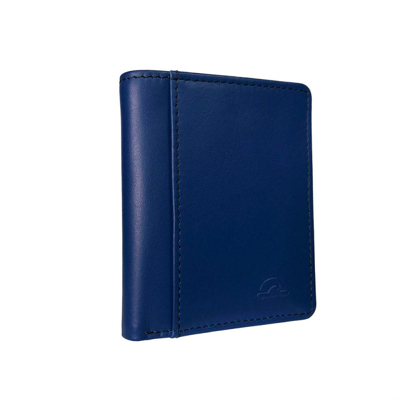 Tony Perotti New Rainbow 1034 bluette — closed at an angle, showing how flat the folded card holder stays