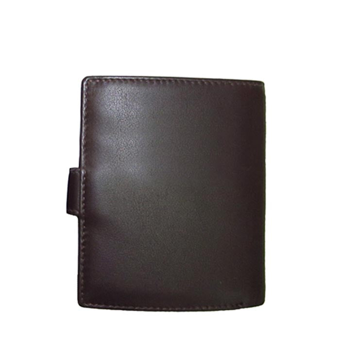Dark brown Tony Perotti Cortina 5071 wallet open showing the card slots, banknote compartment and snap coin pocket