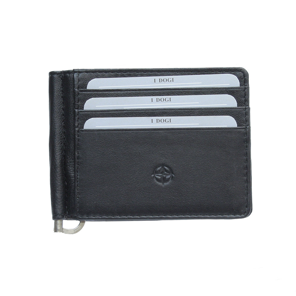 Tony Perotti black calf leather money clip wallet — Cortina 5040 nero
