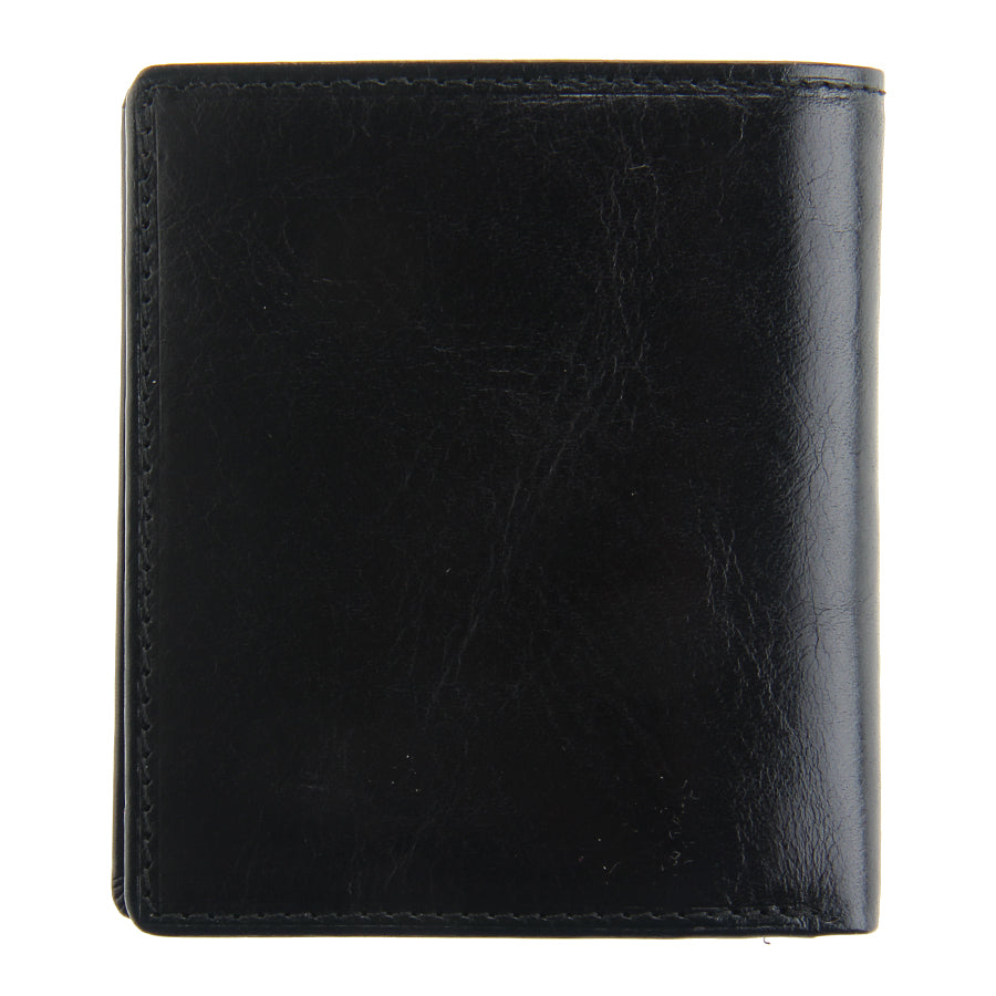 Tony Perotti Italico 2112 nero black leather wallet — closed back view, plain smooth leather