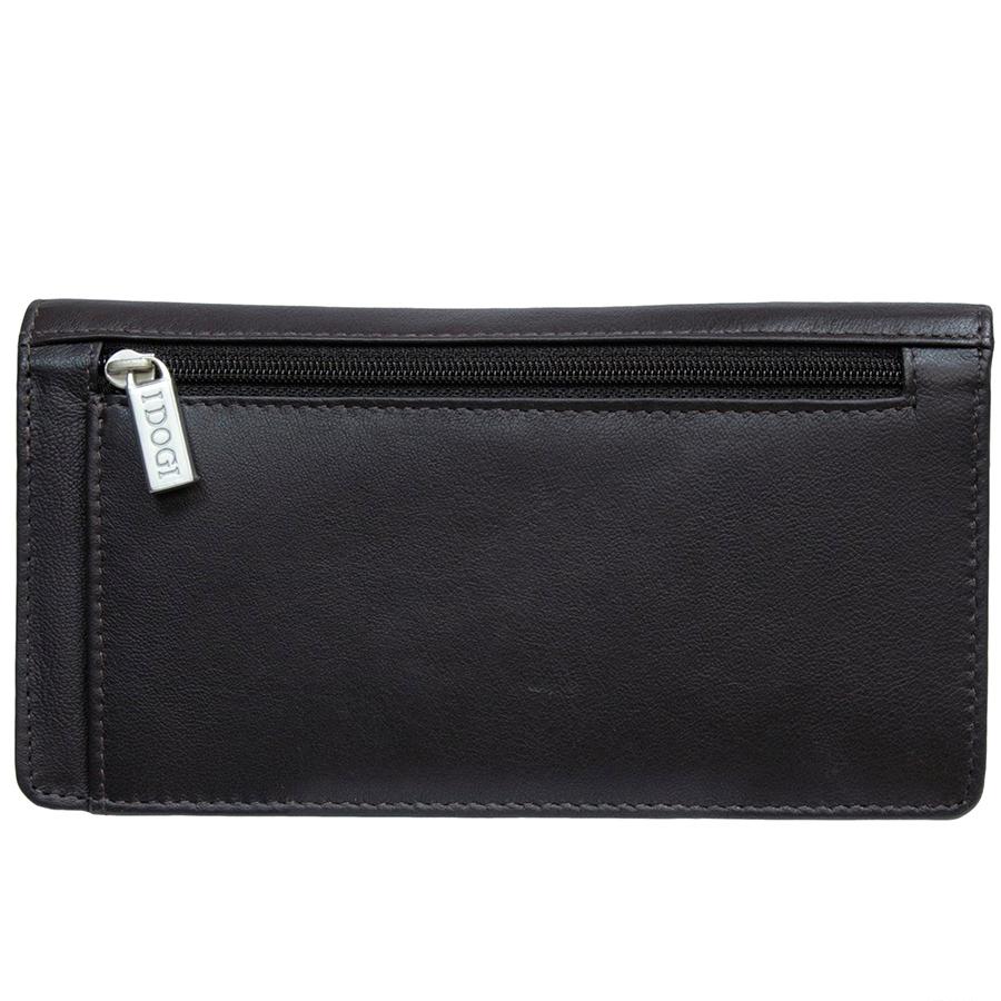 Back of the black Cortina 5072 wallet with a zip pocket