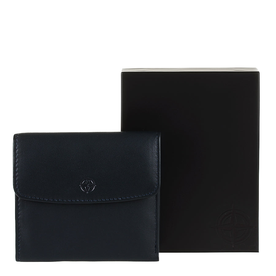 Navy leather bifold wallet handcrafted in Italy — Tony Perotti Cortina 5087