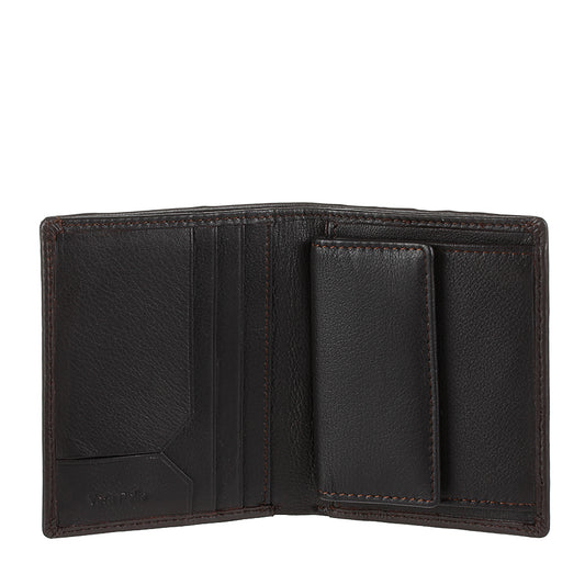 Open Tony Perotti Timone intrecciato 12071 moro wallet with vertical card slots, Vera Pelle pocket and snap coin pocket