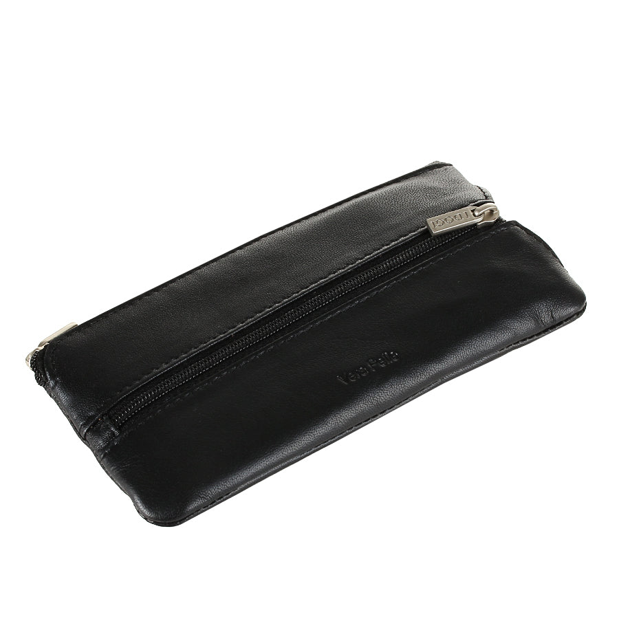 Tony Perotti Cortina 5021 nero — lying flat: the top zip and the second zip running across the panel, both with engraved «I DOGI» pulls