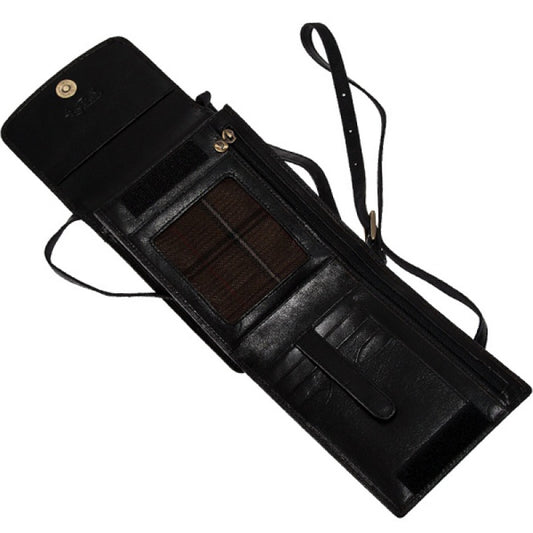 Open black leather travel wallet interior — Tony Perotti Italico 2128 nero