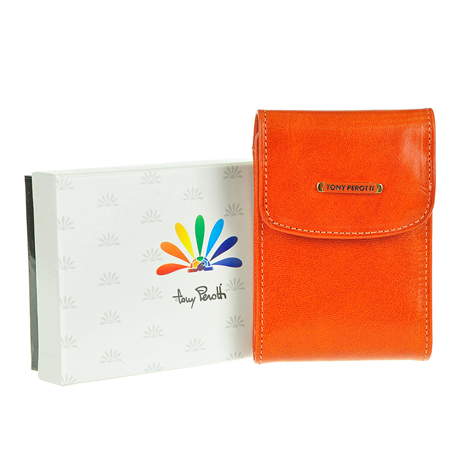 Tony Perotti Topkapi 1703 mandarino — the holder next to its white Topkapi box with the Tony Perotti feather logo