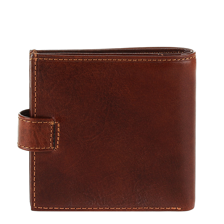 Open cognac leather bifold wallet with card slots — Tony Perotti Italico 1256