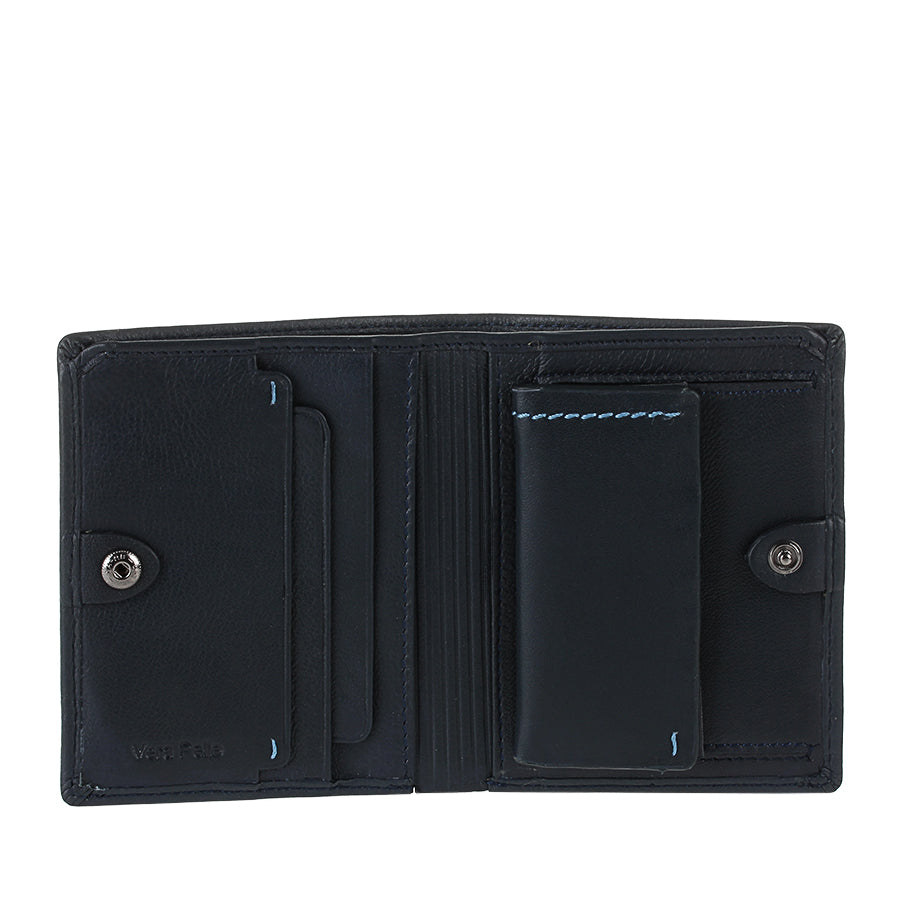 Open Tony Perotti Timone 11071 navy wallet with card slots and coin pocket flap